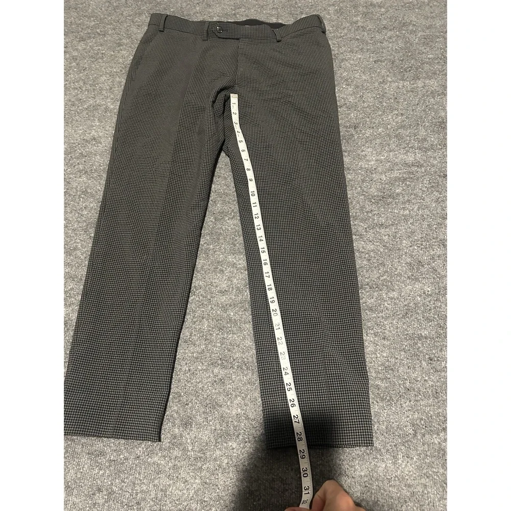 John Varvatos Pants Mens 36x29 Gray Wool Blend Plaid Dress Flat Front Trousers